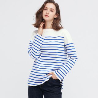 ユニクロ(UNIQLO)のUNIQLO/リメイク フリル ボーダー カットソー トップス(カットソー(長袖/七分))