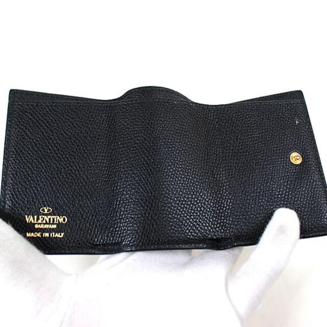 VALENTINO - ヴァレンティノ 三つ折り財布 ミニ財布 黒 ブラック VALENTINO - ヴァレンティノ 三つ折り財布 ミニ財布 黒 ブラック