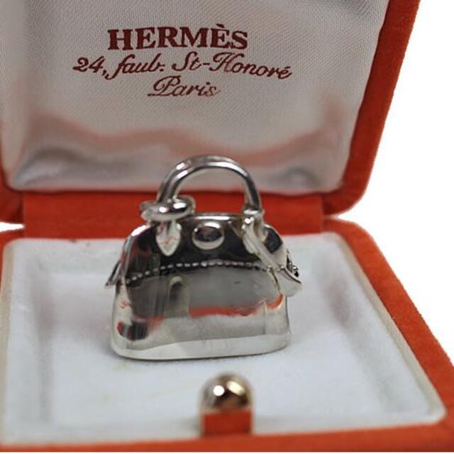 エルメス チャーム バーキンモチーフ シルバー キーホルダー 美品 HERMES-