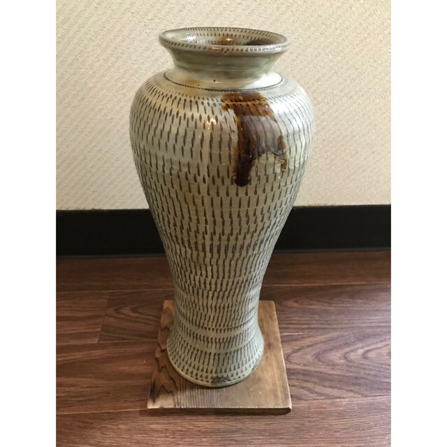 小鹿田焼の花瓶 飛び鉋 花器