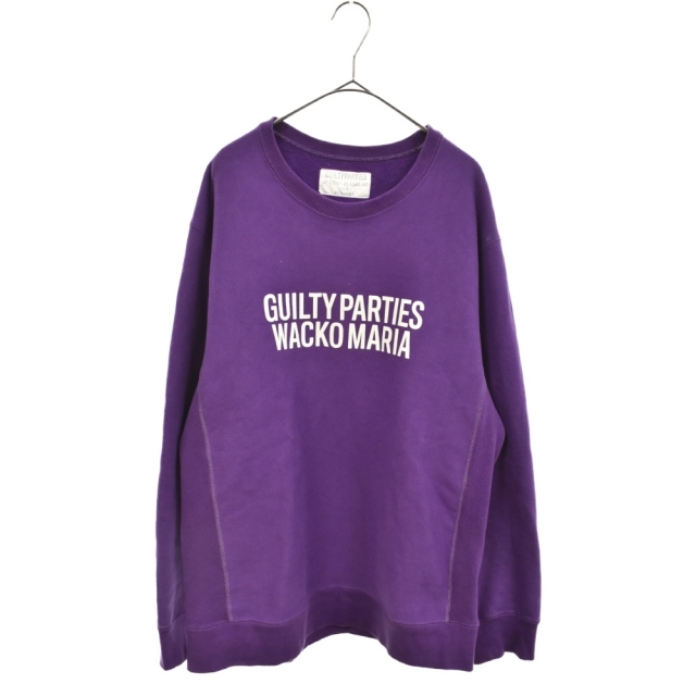 WACKO MARIA ワコマリア 22SS HEAVY WEIGHT CREW NECK SWEAT SHIRT ロゴプリントスウェットトレーナー パープル 22SSE-WMC-SS02