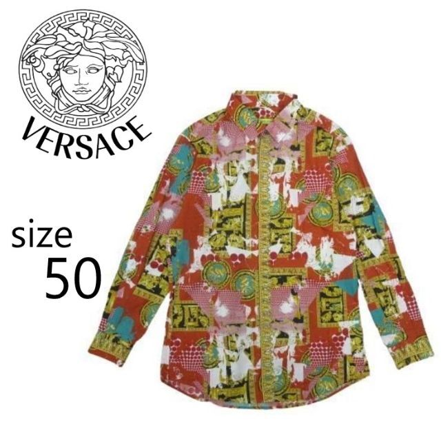 【美品】ヴェルサーチ バロック 総柄 シャツ カットソー VERSACE