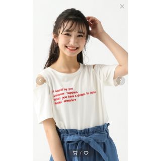 レピピアルマリオ(repipi armario)の未使用　レピピアルマリオ ★カタアキメッセージロゴＴシャツ　ホワイト　レッドロゴ(Tシャツ/カットソー)