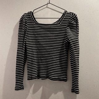 ジーユー(GU)のGU リブ2wayボリュームスリーブTシャツ M(Tシャツ(長袖/七分))