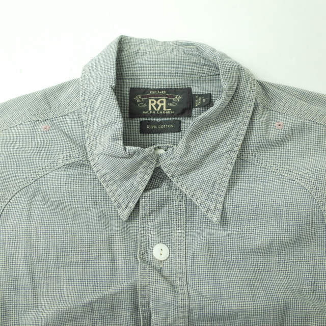 RRL(ダブルアールエル)のRRL ダブルアールエル L/S INDIGO DYE HOUNDS TOOTH WORK SHIRTS インディゴダイ ハウンドトゥースワークシャツ S ネイビー 長袖 チェック トップス【中古】【RRL】 メンズのトップス(シャツ)の商品写真