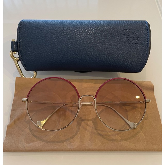 【pitt様専用】LOEWE ラウンドフレーム レザートリム サングラスケース付