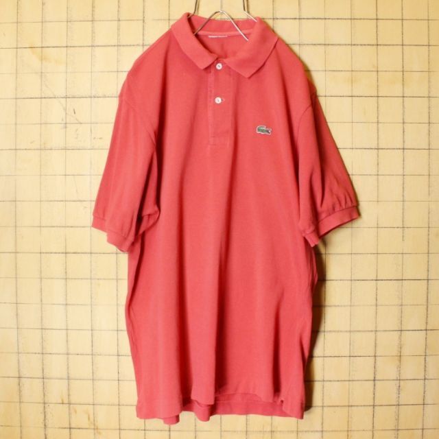 90s フランス企画 フレンチラコステ半袖 ポロシャツ ピンクレッドM ss85