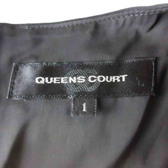QUEENS COURT(クイーンズコート)のクイーンズコート ワンピース ひざ丈 半袖 フリル 切替 1 黒 ベージュ レディースのワンピース(ひざ丈ワンピース)の商品写真