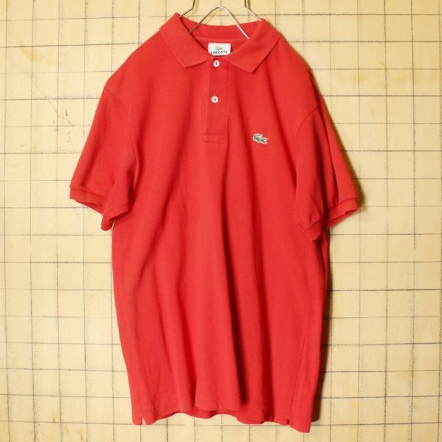 90s フランス企画 フレンチラコステ半袖 ポロシャツ レッドSM ss86