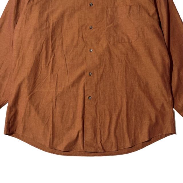 Calvin Klein(カルバンクライン)のカルバンクライン メンズワイシャツ ブラウン 無地 綿100% 長袖 L 美品 メンズのトップス(シャツ)の商品写真