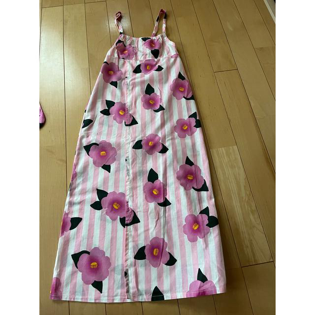 120  ストライプ　花柄浴衣ワンピース キッズ/ベビー/マタニティのキッズ服女の子用(90cm~)(甚平/浴衣)の商品写真