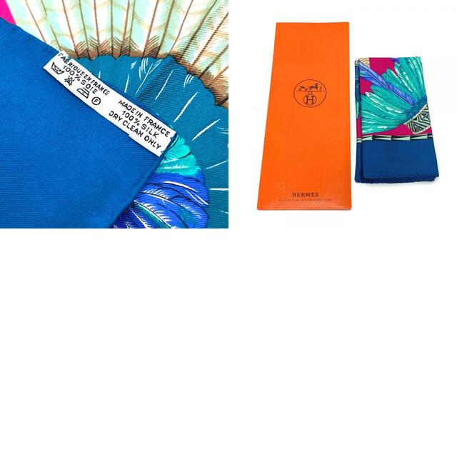 エルメス カレ90 ブラジル シルクスカーフスカーフ ブルー系×マルチカラー 9