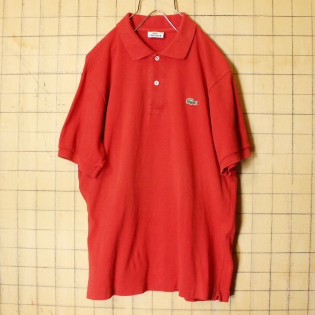 90s フランス企画 フレンチラコステ半袖 ポロシャツ レッドSM ss87