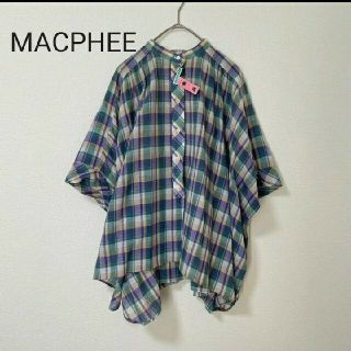 トゥモローランド(TOMORROWLAND)の【まる様専用】MACPHEE チェックシャツ　ドルマン　春夏　ＳＭＬ(シャツ/ブラウス(半袖/袖なし))