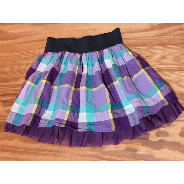 パープルチェック.スカート キッズ/ベビー/マタニティのキッズ服女の子用(90cm~)(スカート)の商品写真