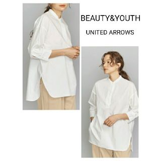 ビューティアンドユースユナイテッドアローズ(BEAUTY&YOUTH UNITED ARROWS)の【美品】BEAUTY&YOUTH タイプライターシャツ　バンドカラーシャツ白ML(シャツ/ブラウス(長袖/七分))