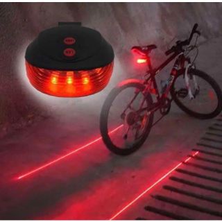 【電池付属/送料無料】自転車防水LEDテールランプレッド(5LED+2レーザー(その他)