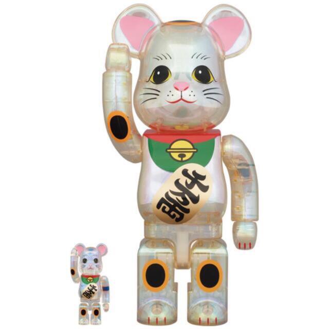 BE@RBRICK 招き猫 透明メッキ 100％ & 400％