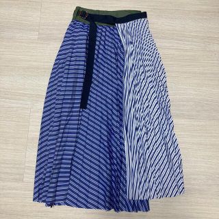 3個セット・送料無料 sacai ストライププリーツラップスカート