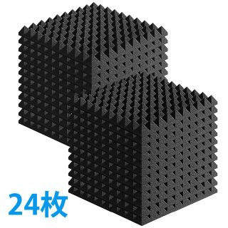 吸音材 防音 壁 50*50cm 厚さ5cm 24枚 緩衝材防音 ピラミッド型(その他)