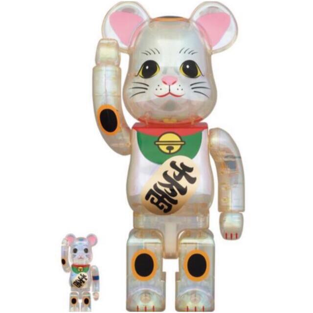 BE@RBRICK ベアブリック 招き猫 透明メッキ 100％ & 400％