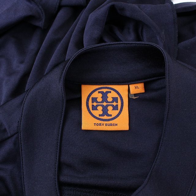 Tory Burch(トリーバーチ)のトリーバーチ 長袖 シャツワンピース ロング バンドカラー 絹 シルク XL 紺 レディースのワンピース(ロングワンピース/マキシワンピース)の商品写真