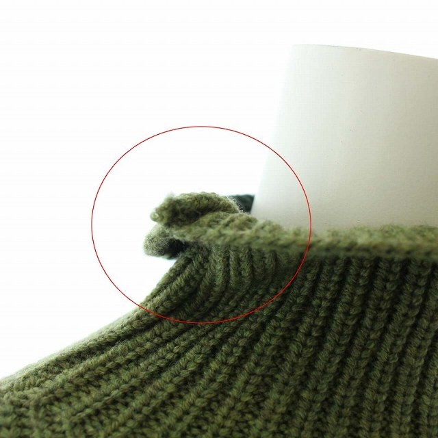 エンフォルド 21AW リブカラーブロックPULLOVER ニット 38 M 緑