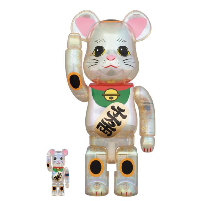 BE@RBRICK ベアブリック 招き猫 透明メッキ 100％ & 400％