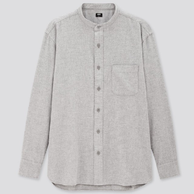 UNIQLO(ユニクロ)のフランネルスタンドカラーシャツ グレー 灰 メンズのトップス(シャツ)の商品写真