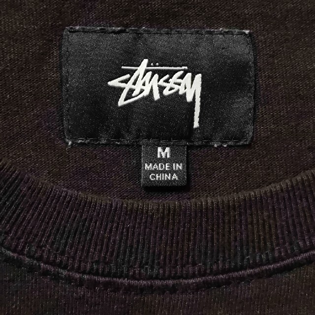 STUSSY(ステューシー)のSTUSSYシンプル白刺繍ロゴ長袖TシャツMサイズ黒ステューシーBLACKロンＴ メンズのトップス(Tシャツ/カットソー(七分/長袖))の商品写真