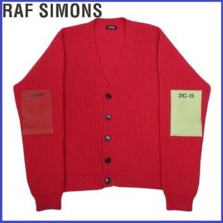 ラフシモンズ(RAF SIMONS)の18AW【美品】ラフ シモンズ レザー パネルパッチ オーバー カーディガン(カーディガン)