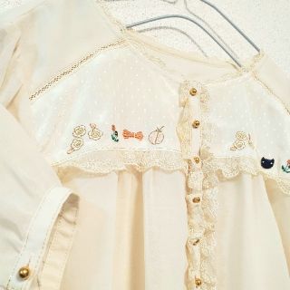 フランシュリッペ(franche lippee)の【値下げ】フランシュリッペ　シアー　刺繍　ブラウス　長袖(シャツ/ブラウス(長袖/七分))