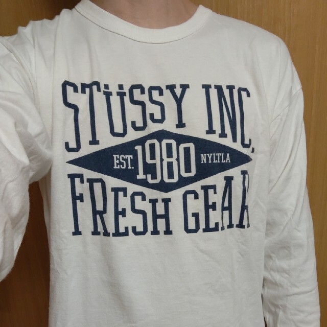 メンズSTUSSY白INC.FRESH GEAR長袖TシャツMサイズ紺色ロンＴネイビー