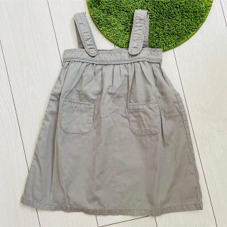 プチバトー(PETIT BATEAU)のプチバトー 24M 86cm グレージュ ジャンパースカート ワンピース(ワンピース)