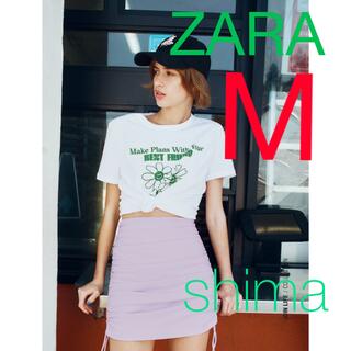 ザラ(ZARA)のZARA テキストTシャツ  ロゴTシャツ フラワープリント　スマイル(Tシャツ(半袖/袖なし))