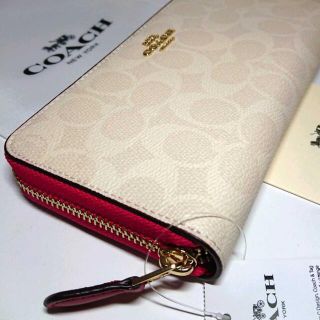 コーチ(COACH)の【新品-未使用】COACH コーチ 長財布 シグネチャー ホワイト×ピンク(財布)