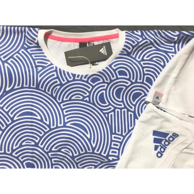 adidas(アディダス)の★新品★adidas HIROCOLEDGEポンチョ風Ｔシャツ★白×水色★４ＸＬ メンズのトップス(Tシャツ/カットソー(半袖/袖なし))の商品写真