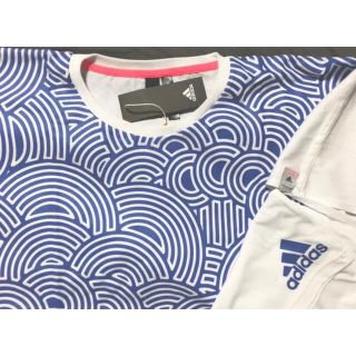 アディダス(adidas)の★新品★adidas HIROCOLEDGEポンチョ風Ｔシャツ★白×水色★４ＸＬ(Tシャツ/カットソー(半袖/袖なし))