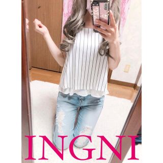 イング(INGNI)の4670.INGNI ストライプ ノースリーブブラウス 重ね着風(シャツ/ブラウス(半袖/袖なし))