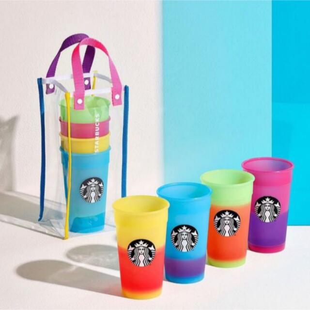 Starbucks Coffee(スターバックスコーヒー)のスタバ　[オンラインストア限定]カラーチェンジングカップセットネオンカラーズ インテリア/住まい/日用品のキッチン/食器(タンブラー)の商品写真