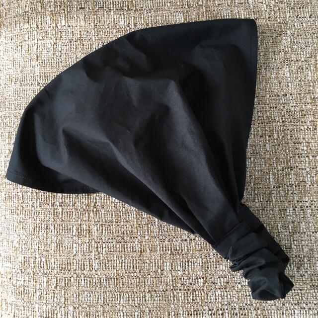 ヘアバンドタイプの三角巾（黒無地）大人用　子ども用