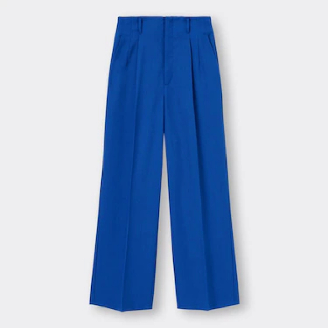 GU(ジーユー)の【新品未使用】GU カラースラックス　Lサイズ　標準丈　ブルー　パンツ レディースのパンツ(カジュアルパンツ)の商品写真