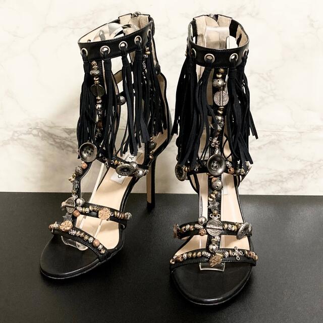 JIMMY CHOO ジミーチュウ レザー ストラップ フリンジ