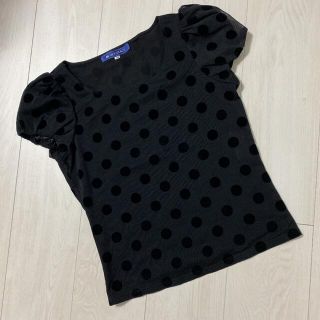 エムズグレイシー(M'S GRACY)のM's GRACY ドットチュールカットソーBK(カットソー(半袖/袖なし))