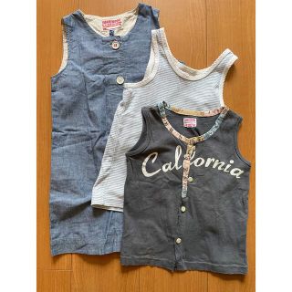 デニムダンガリー(DENIM DUNGAREE)のガールズ　ワンピースとノースリーブ３点セット(ワンピース)