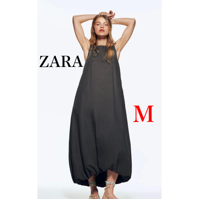 ZARA(ザラ)のZARA パフヘムワンピース　M レディースのワンピース(ロングワンピース/マキシワンピース)の商品写真