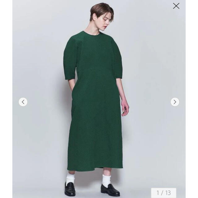 6 (ROKU)(ロク)のroku 6ロクCOTTON DOBBY DRESS ワンピース今期グリーン38 レディースのワンピース(ロングワンピース/マキシワンピース)の商品写真