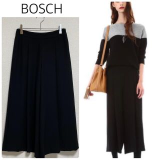 ボッシュ(BOSCH)の【中古美品】BOSCHダブルクロスワイドパンツ　黒　サイズ34(カジュアルパンツ)