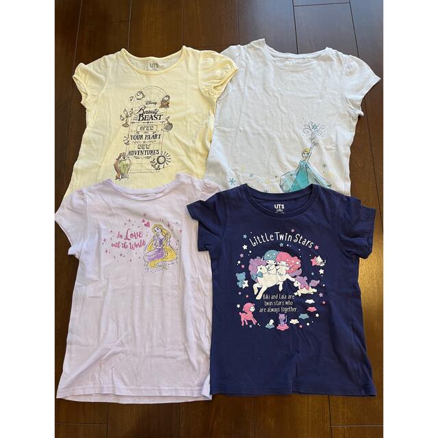 UNIQLO(ユニクロ)のユニクロ Tシャツ4枚セット　ディズニー&サンリオ キッズ/ベビー/マタニティのキッズ服女の子用(90cm~)(Tシャツ/カットソー)の商品写真