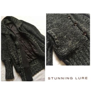 スタニングルアー(STUNNING LURE)の定価4万*スタニングルアー*厚手ミドルゲージメランジニットロングカーディガン(カーディガン)